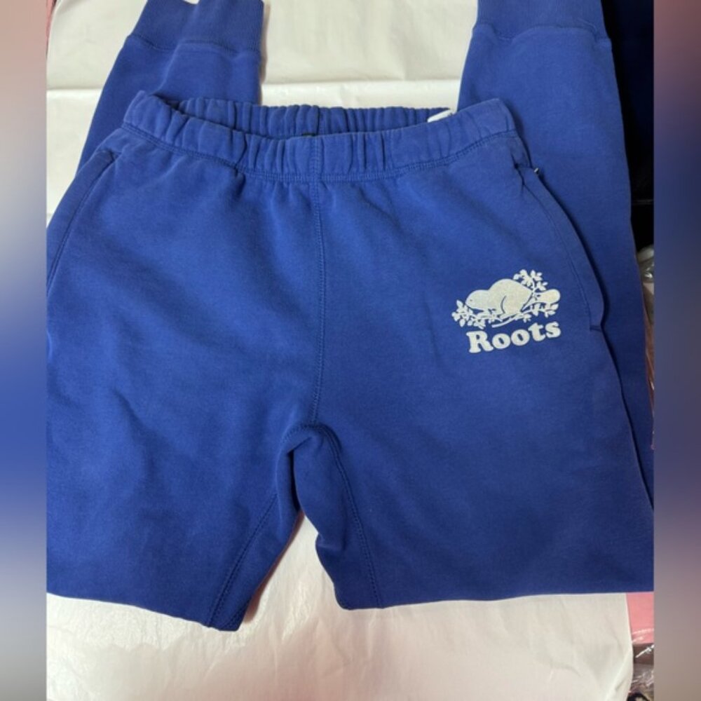 Roots Sweat Pant Zip Up Pockets Men Blue XS - Picture 2 of 6